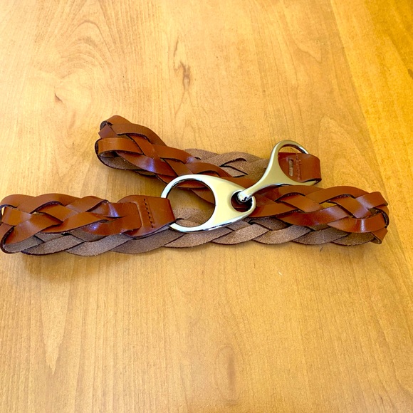 Simons Braided Leather Belt Size L Silver Tone Buckle. - Picture 1 of 1